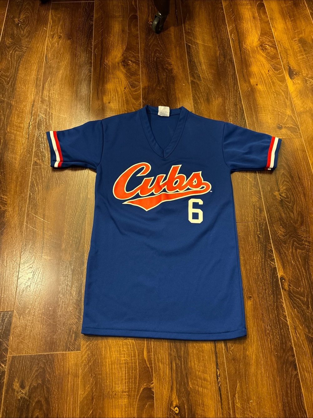 Chicago Cubs Blue Beacon Youth Baseball Short Sleeve V-Neck Shirt - Number 6